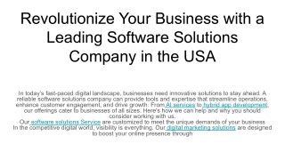 Revolutionize Your Business with a Leading Software Solutions Company in the USA