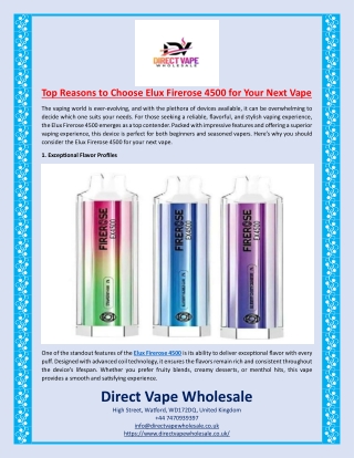 Top Reasons to Choose Elux Firerose 4500 for Your Next Vape