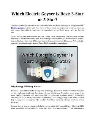 Which Electric Geyser is Best: 3-Star or 5-Star?