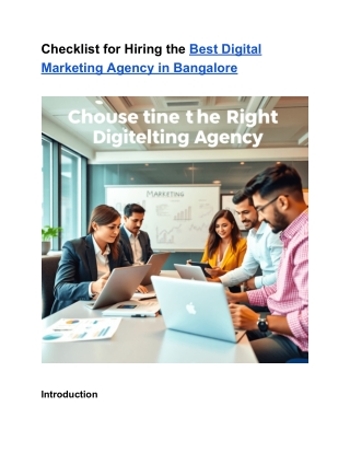 Checklist for Hiring the Best Digital Marketing Agency in Bangalore