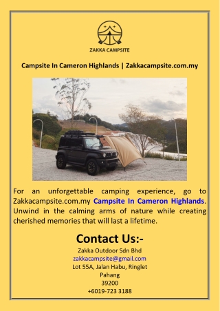 Campsite In Cameron Highlands  Zakkacampsite.com.my
