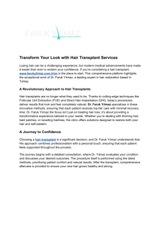 Transform Your Look with Hair Transplant Services