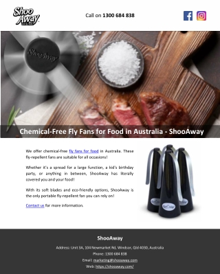 Chemical-Free Fly Fans for Food in Australia – ShooAway