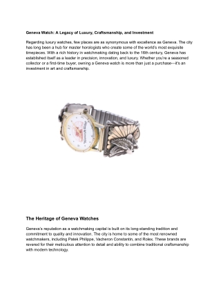 geneva watch a legacy of luxury craftsmanship