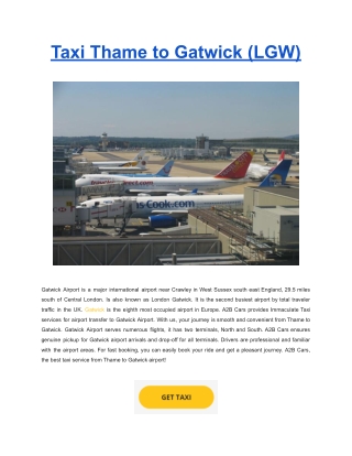 Taxi Thame to Gatwick (LGW)