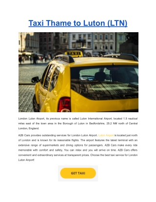 Taxi Thame to Luton (LTN)