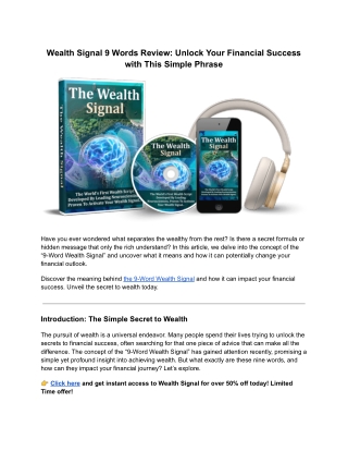 wealth signal 9 words review unlock your