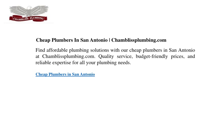 cheap plumbers in san antonio chamblissplumbing