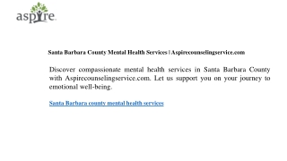 Santa Barbara County Mental Health Services  Aspirecounselingservice.com