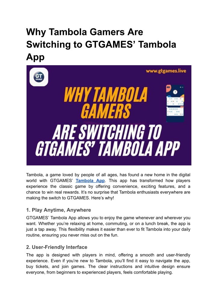 why tambola gamers are switching to gtgames