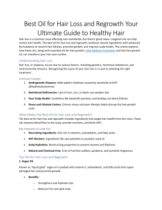 Best Oil for Hair Loss and Regrowth Your Ultimate Guide to Healthy Hair