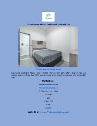 Private Rooms at Alberts Hostel Innisfail | Affordable Stay