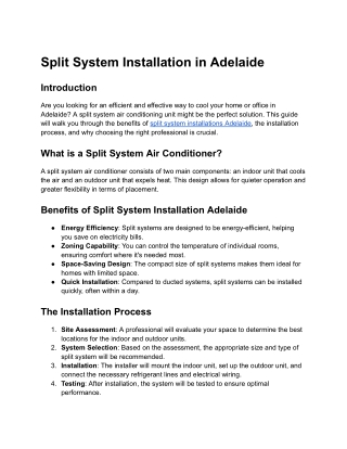 split system installation in adelaide