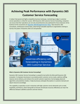 Achieving Peak Performance with Dynamics 365 Customer Service Forecasting