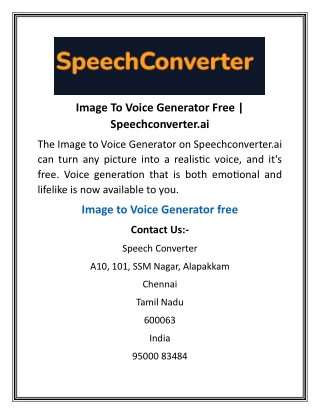 Image To Voice Generator Free  Speechconverter.ai
