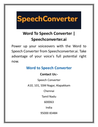 Word To Speech Converter  Speechconverter.ai