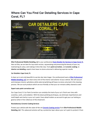 Where Can You Find Car Detailing Services in Cape Coral