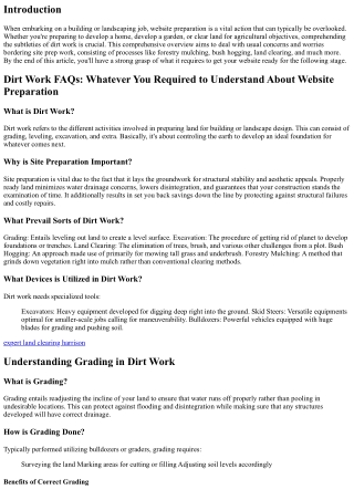Dirt Work FAQs: Everything You Need to Learn About Website Preparation