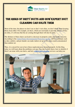 The Risks of Dirty Ducts and How Expert Duct Cleaning Can Solve Them