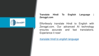 Translate Hindi To English Language  Zerogpt.com