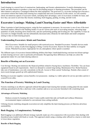 Excavator Leasings: Making Land Clearing Easier and A Lot More Affordable