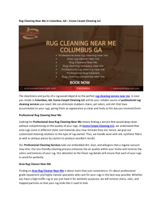 Rug Cleaning Near Me in Columbus, GA – Econo Carpet Cleaning LLC