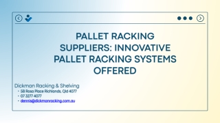 PALLET RACKING SUPPLIERS INNOVATIVE PALLET RACKING SYSTEMS OFFERED