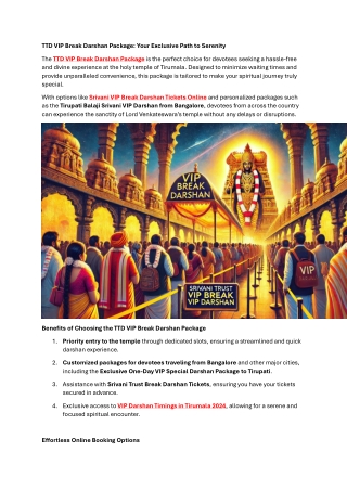 ttd vip break darshan package your exclusive path