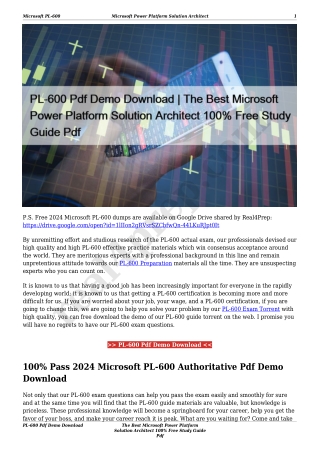 PL-600 Pdf Demo Download | The Best Microsoft Power Platform Solution Architect 100% Free Study Guide Pdf
