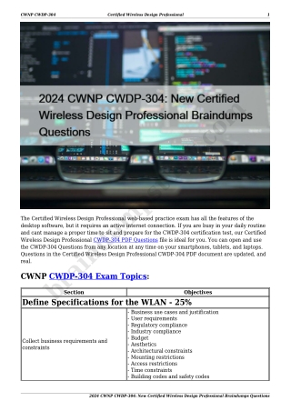 2024 CWNP CWDP-304: New Certified Wireless Design Professional Braindumps Questions
