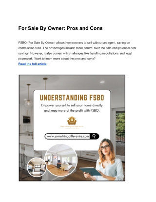 For Sale By Owner: Pros and Cons