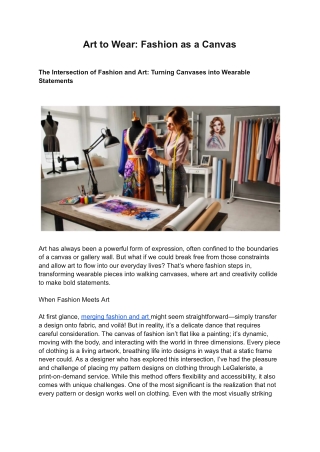 Art to Wear: Fashion As a Canvas