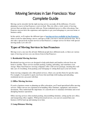 moving services in san francisco your moving