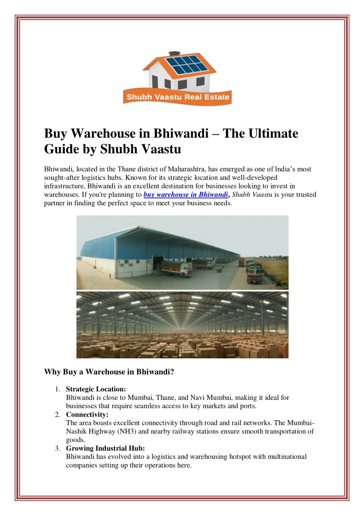 buy warehouse in bhiwandi the ultimate guide