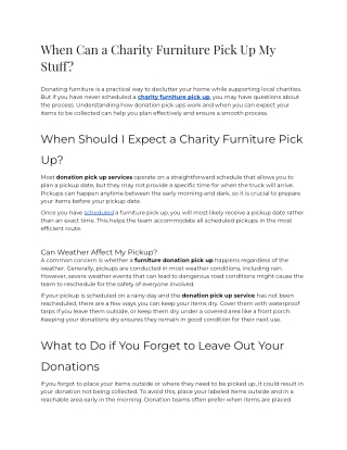 When Can a Charity Furniture Pick Up My Stuff_