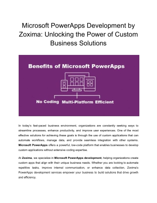 Microsoft PowerApps Development by Zoxima_ Unlocking the Power of Custom Business Solutions