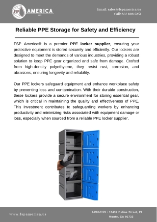 Reliable PPE Storage for Safety and Efficiency