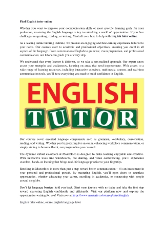 Find English tutor online