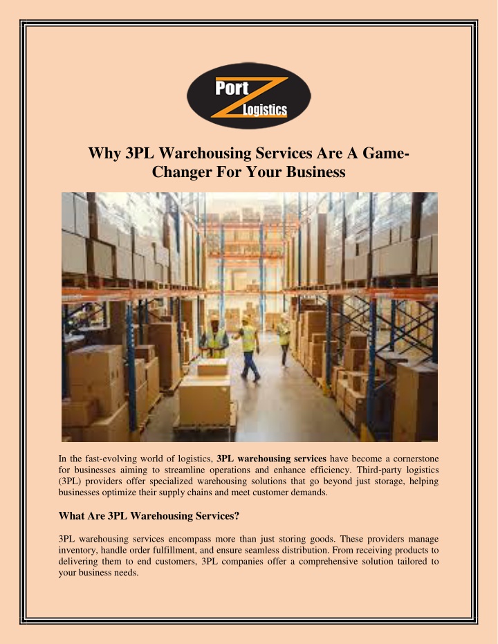 why 3pl warehousing services are a game changer