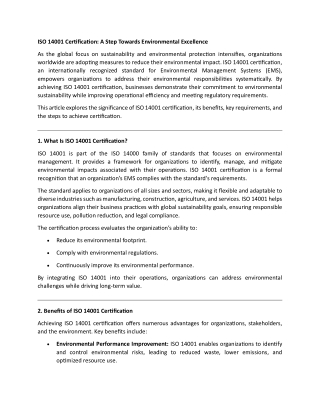 ISO 14001 certification