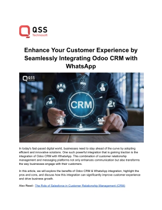Enhance Your Customer Experience by Seamlessly Integrating Odoo CRM with WhatsApp