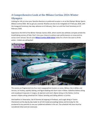 Milano Cortina 2026 Winter Olympic Overview