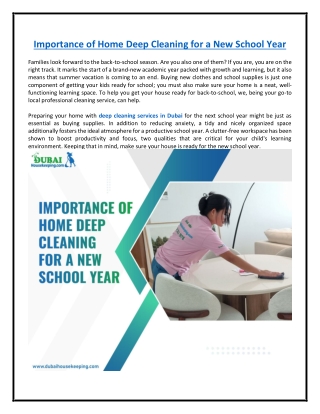 Importance of Home Deep Cleaning for a New School Year