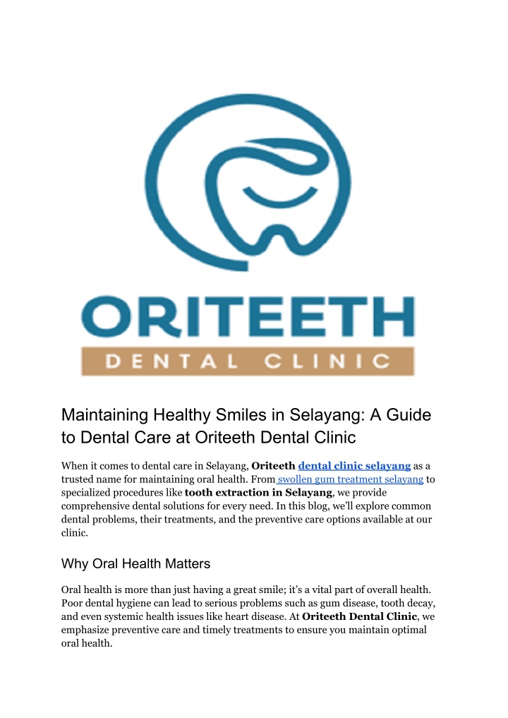 maintaining healthy smiles in selayang a guide