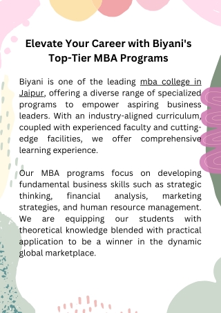 Elevate Your Career with Biyani's Top-Tier MBA Programs