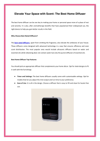 Elevate Your Space with Scent - The Best Home Diffuser