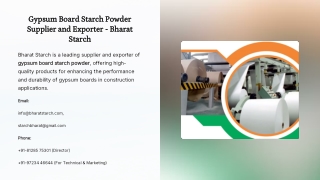 Gypsum Board Starch Powder Supplier and Exporter - Bharat Starch