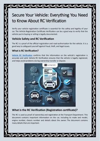 Secure Your Vehicle Everything You Need to Know About RC Verification