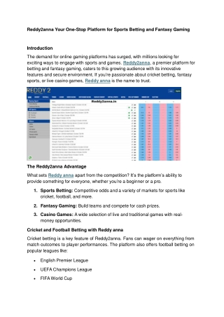 Reddy2anna Your One-Stop Platform for Sports Betting and Fantasy Gaming (1)