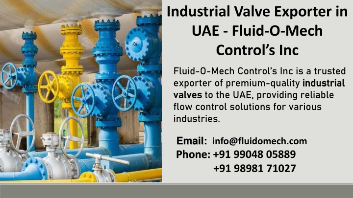 industrial valve exporter in uae fluid o mech